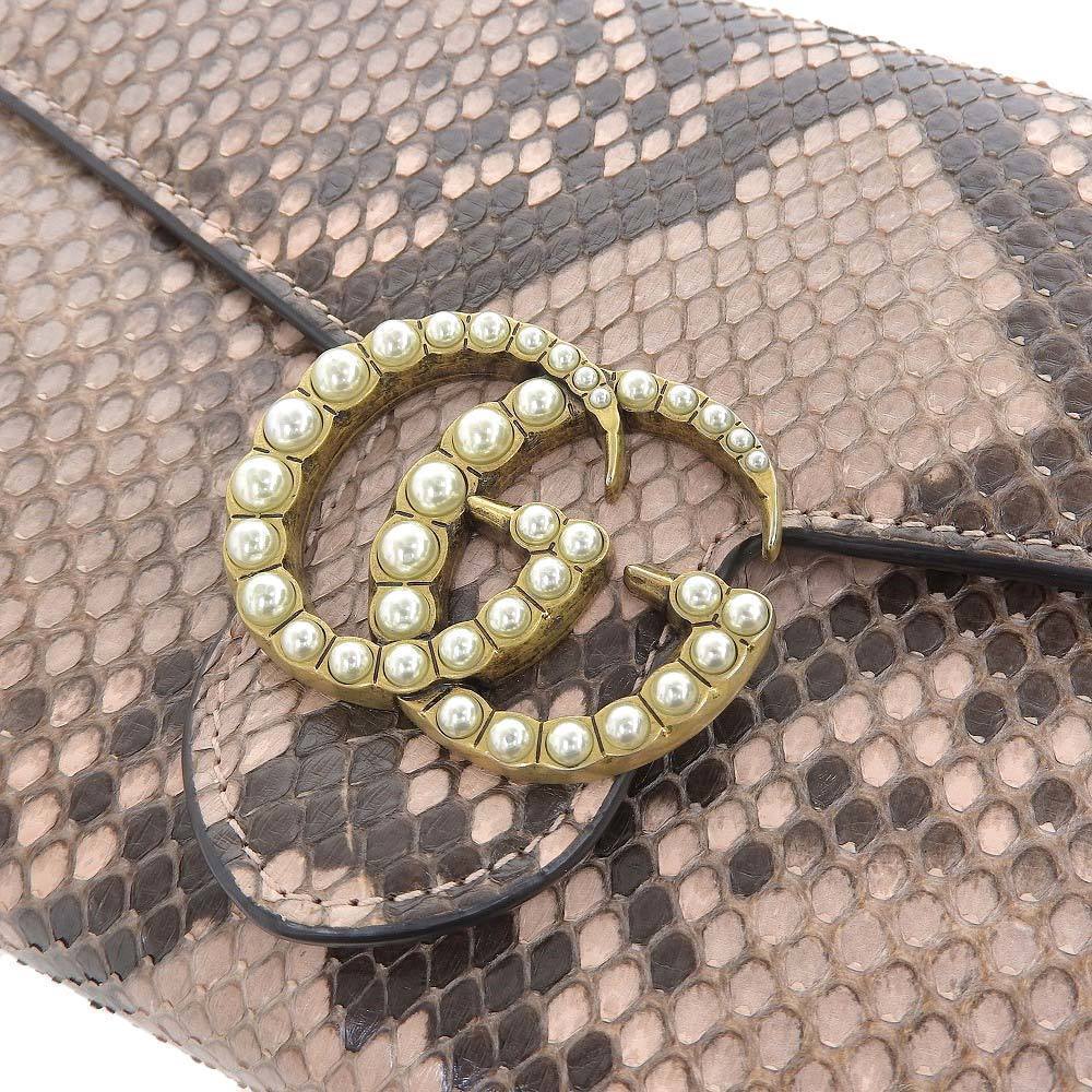Gucci Gg Marmont Python Leather Chain Wallet Shou… - image 4